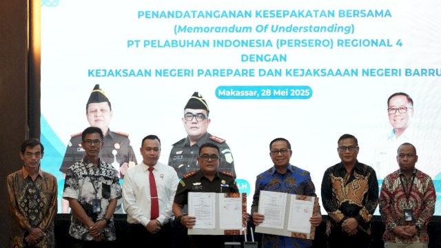 Pelindo Regional 4 teken MoU bersama Kejari Parepare dan Barru. Foto: Istimewa. 