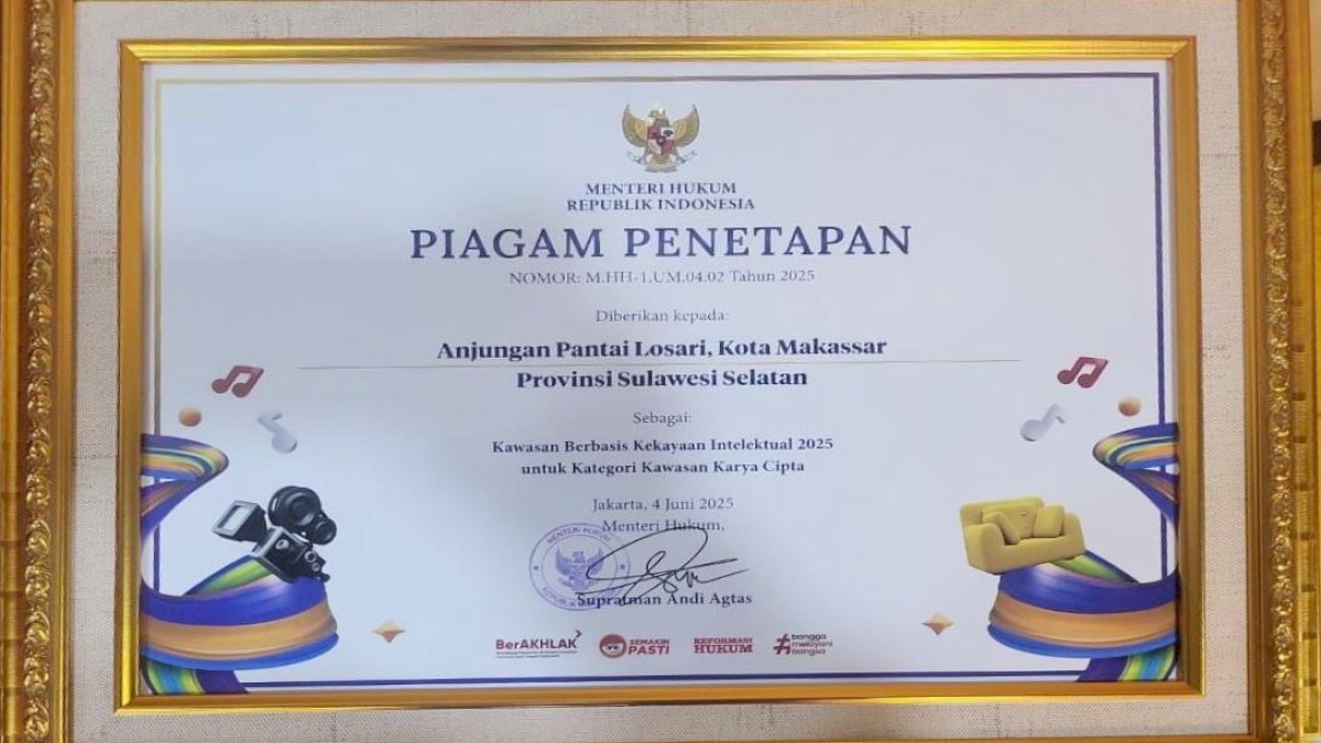 Benteng Rotterdam dan Anjungan Pantai Losari Resmi Jadi Kawasan Berbasis Kekayaan Intelektual