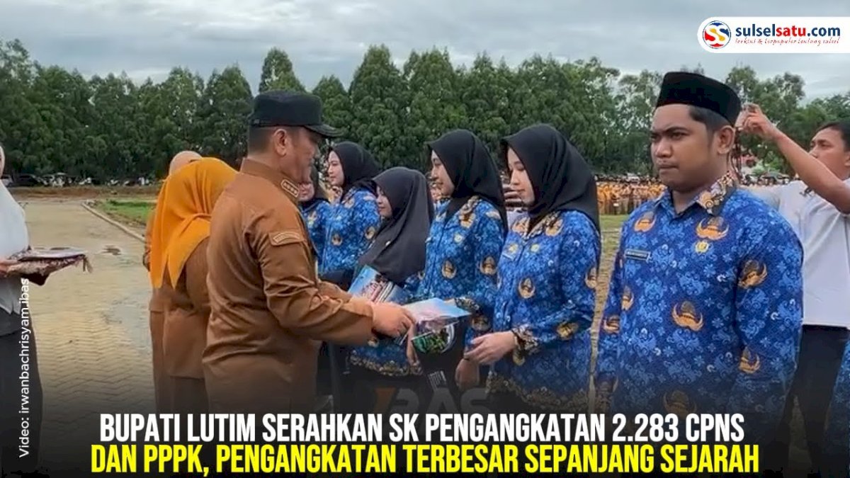 VIDEO: Bupati Lutim Serahkan SK Pengangkatan 2.283 CPNS dan PPPK, Pengangkatan Terbesar Sepanjang Sejarah