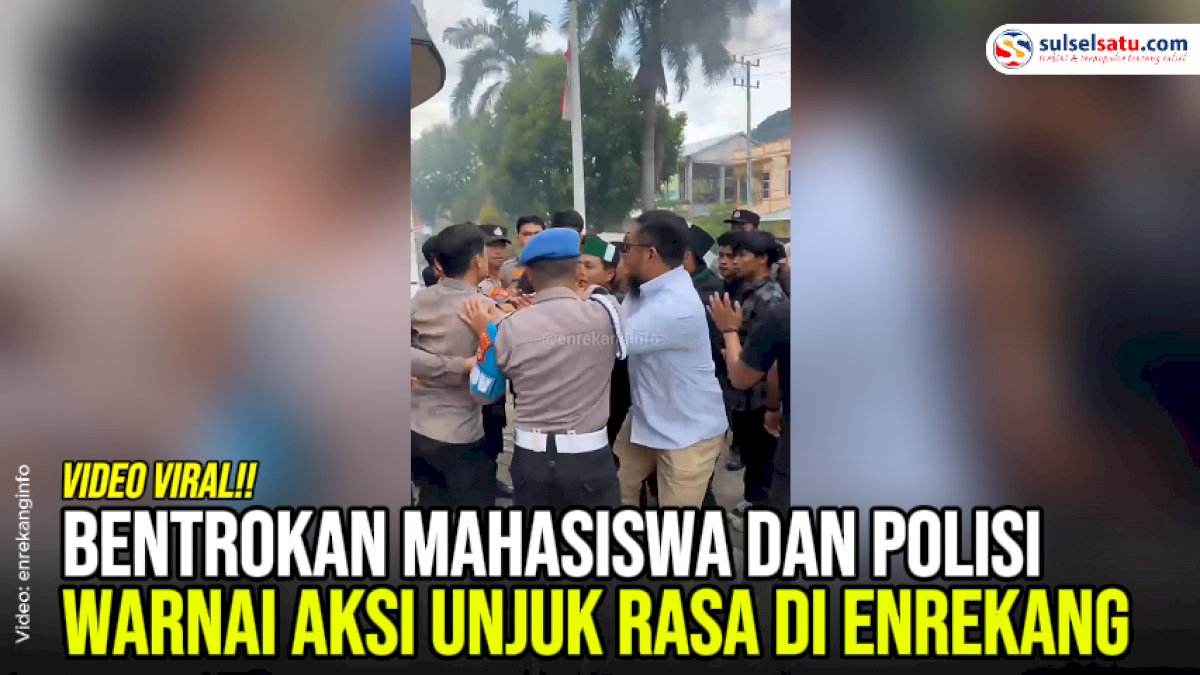 VIDEO: Bentrokan Mahasiswa dan Polisi Warnai Aksi Unjuk Rasa di Enrekang
