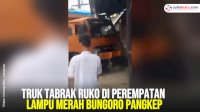 VIDEO: Truk Tabrak Ruko di Perempatan Lampu Merah Bungoro Pangkep