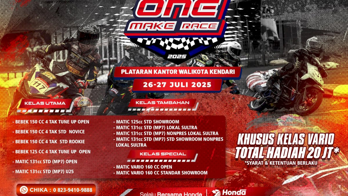 Honda One Make Race Siap Guncang Kendari Akhir Juli, Hadiah Hingga Rp20 Juta