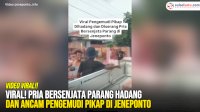 VIDEO: Viral! Pria Bersenjata Parang Hadang dan Ancam Pengemudi Pikap di Jeneponto