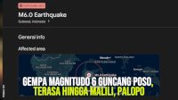 VIDEO: Gempa Magnitudo 6 Guncang Poso, Terasa Hingga Malili, Palopo