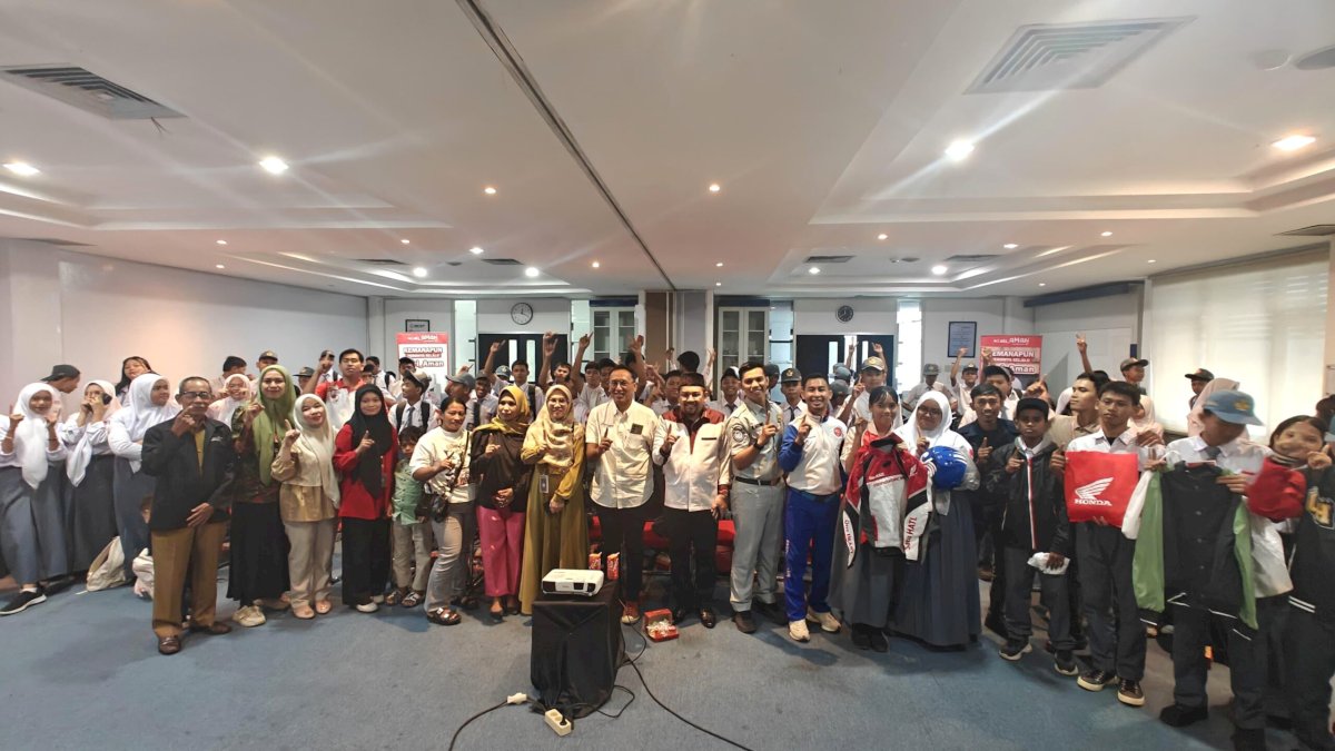 Asmo Sulsel Gandeng Jasa Raharja Edukasi Safety Riding Siswa SMK Tri Tunggal “45” Makassar