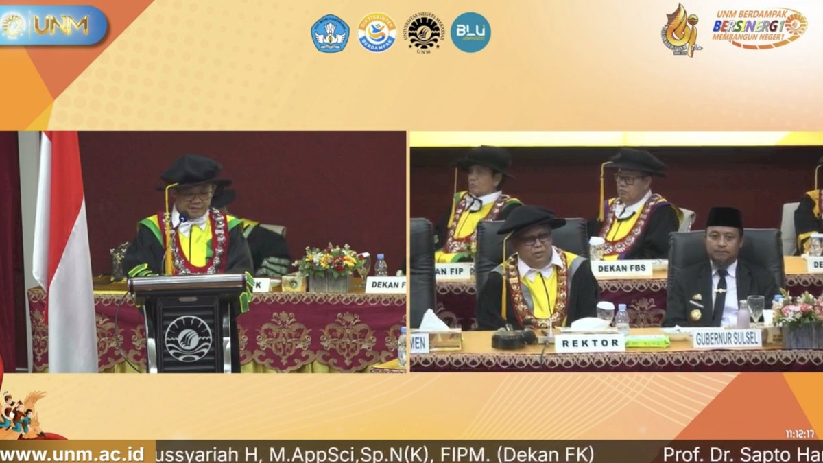 Dies Natalis ke-64 UNM, Rektor Prof Karta Sampaikan Akreditasi Unggul di Hadapan Mendikdasmen