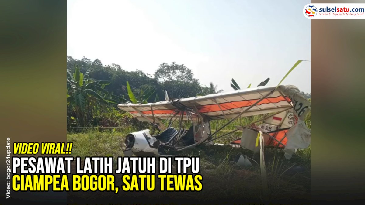 VIDEO: Pesawat Latih Jatuh di TPU Ciampea Bogor, Satu Tewas