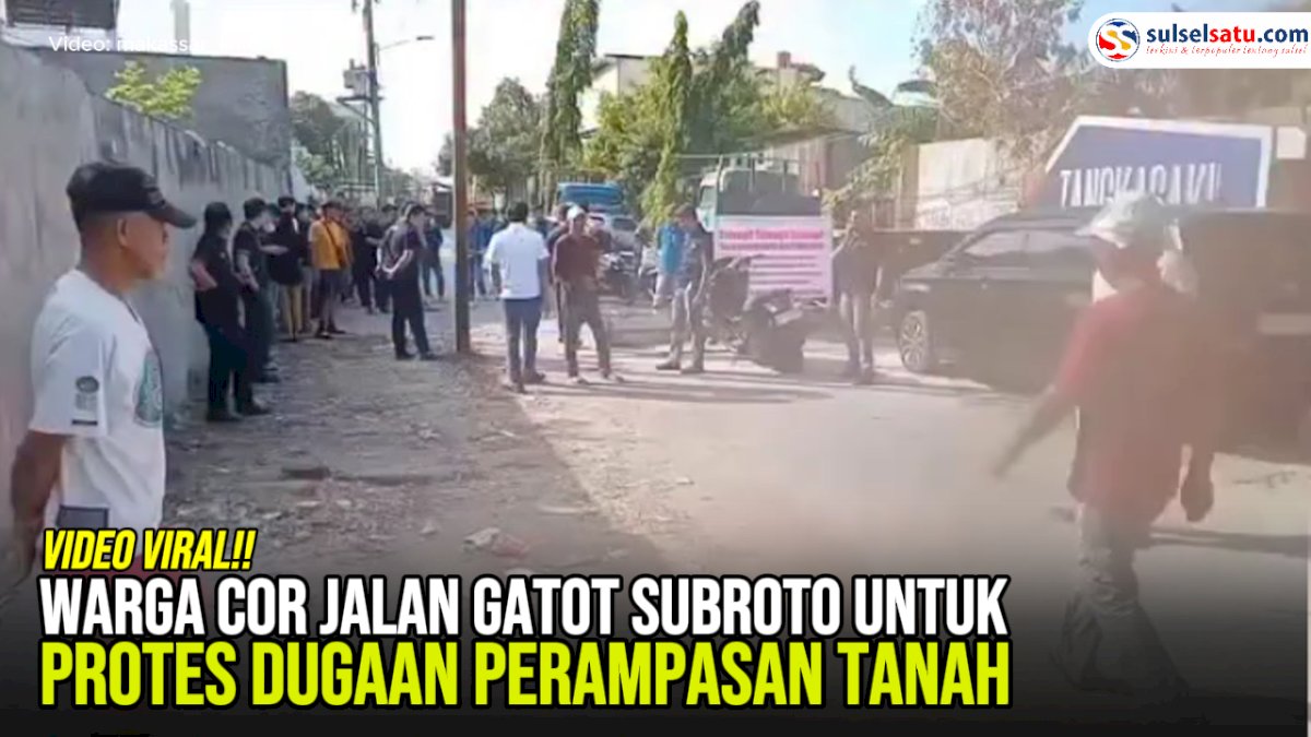 VIDEO: Warga Cor Jalan Gatot Subroto untuk Protes Dugaan Perampasan Tanah