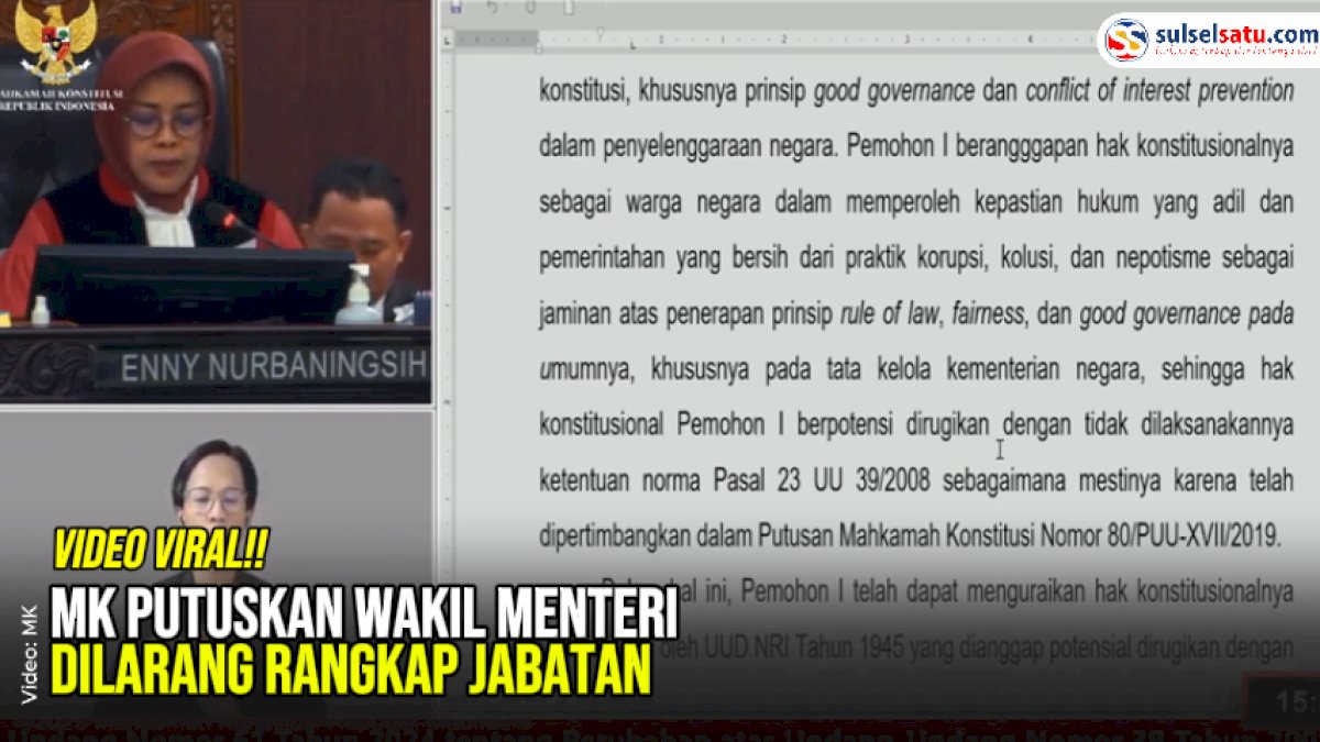 VIDEO: MK Putuskan Wakil Menteri Dilarang Rangkap Jabatan