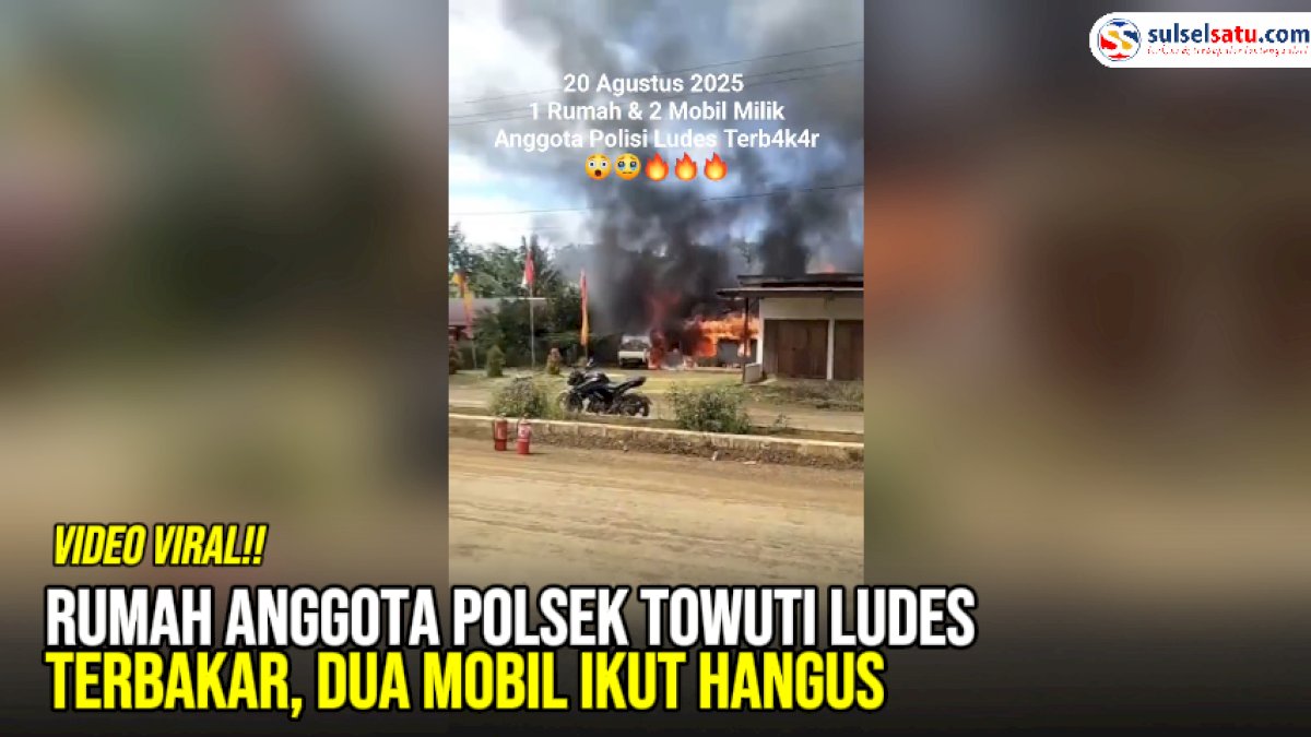 VIDEO: Rumah Anggota Polsek Towuti Ludes Terbakar, Dua Mobil Ikut Hangus