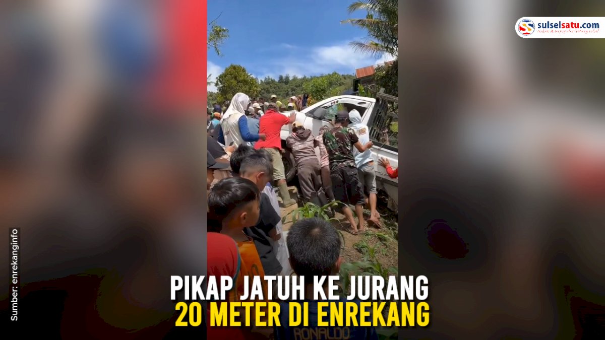 VIDEO: Pikap Jatuh ke Jurang 20 Meter di Enrekang