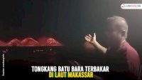 VIDEO: Tongkang Batu Bara Terbakar di Laut Makassar