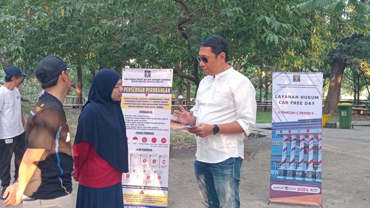 Kanwil Kemenkum Sulsel Gelar Layanan Hukum Car Free Day, Sasar 200 UMKM Binaan Unhas