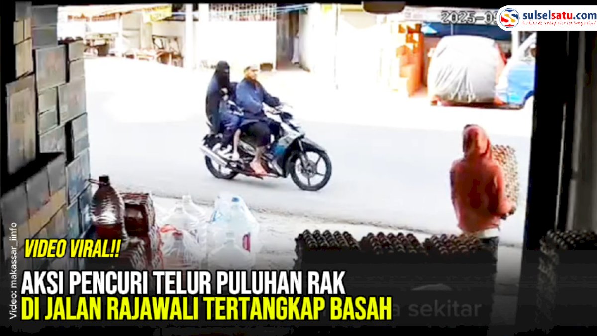 VIDEO: Aksi Pencuri Telur Puluhan Rak di Jalan Rajawali Tertangkap Basah