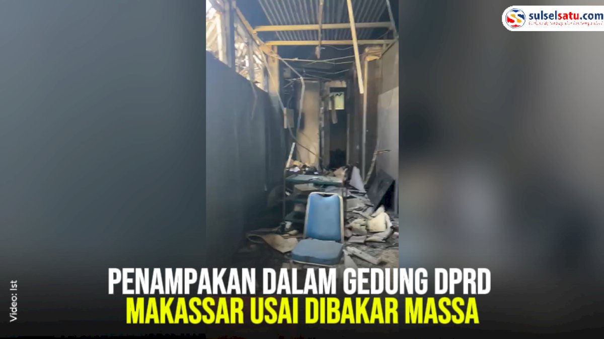 VIDEO: Penampakan Dalam Gedung DPRD Makassar Usai Dibakar Massa