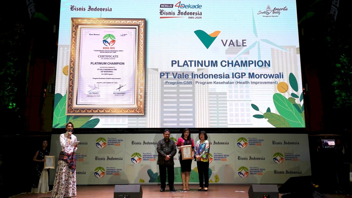 Program Health Improvement PT Vale IGP Morowali Raih Platinum Champion BISRA 2025