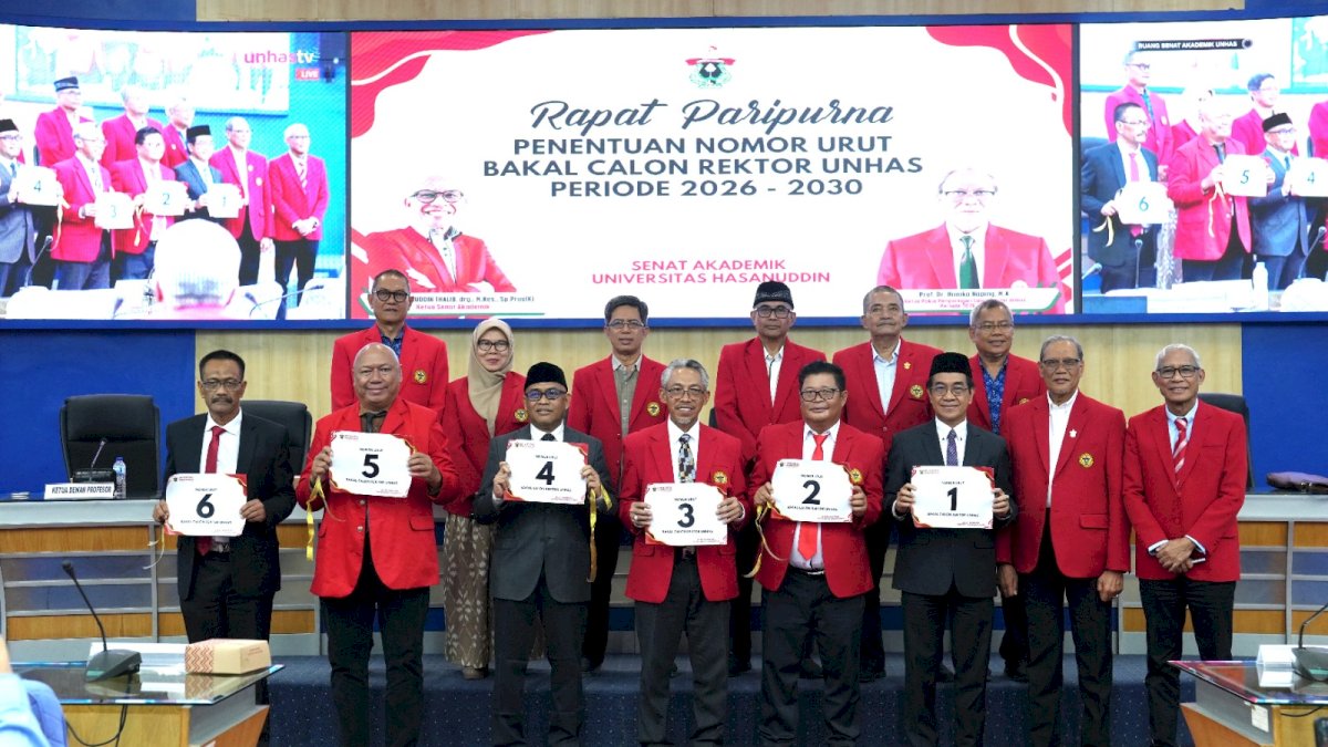 Ini Nomor Urut Enam Bakal Calon Rektor Unhas Periode 2026–2030