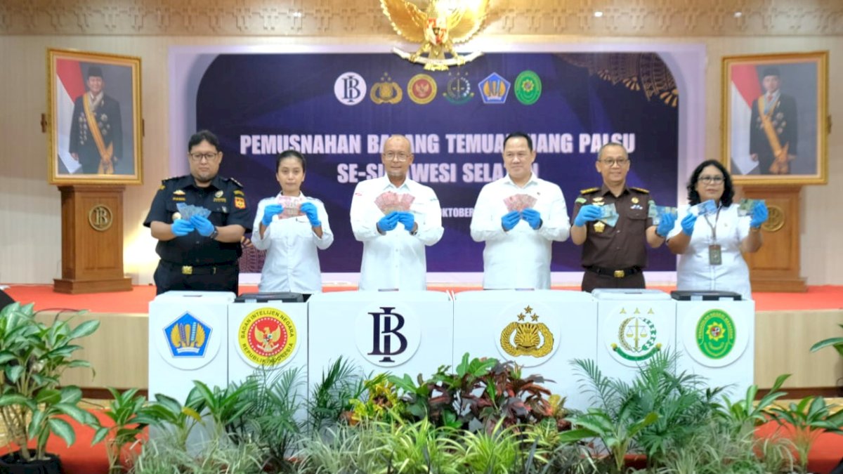 BI Sulsel dan Polda Sulsel Bersama Botasupal Musnahkan 23.185 Lembar Uang Palsu