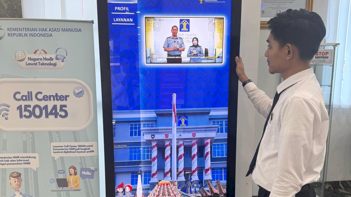 Kanwil Kemenkum Sulsel Dorong Inovasi Layanan Publik Lewat Optimalisasi Digital Signage