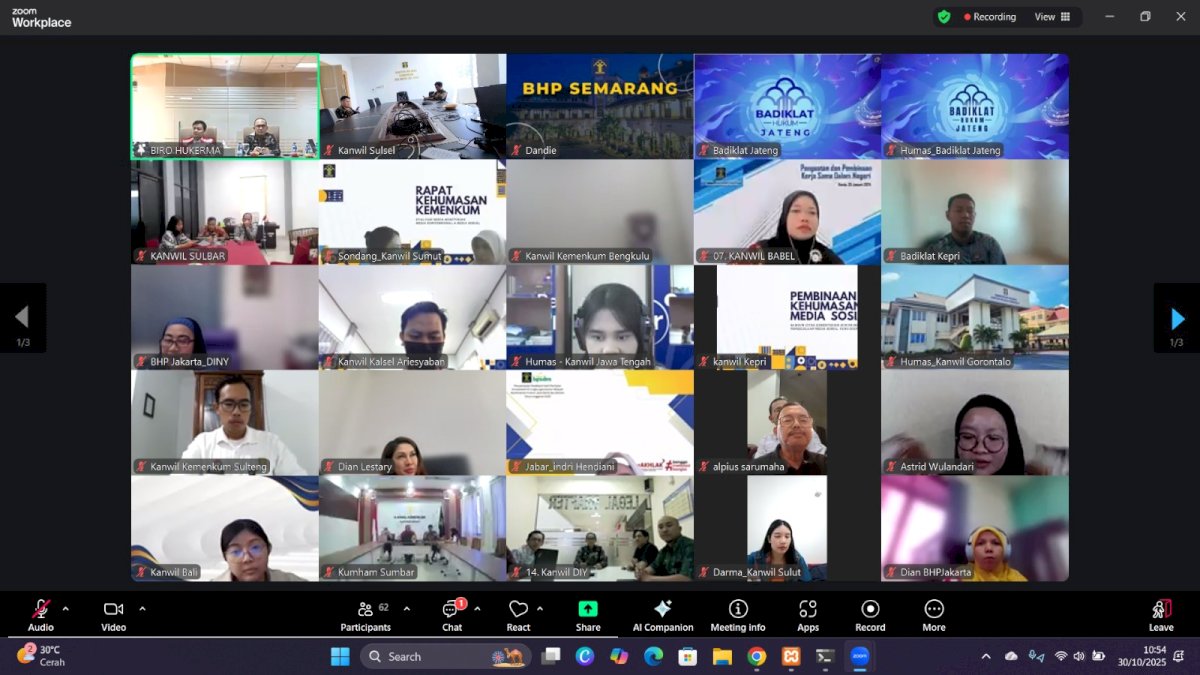 Kanwil Kemenkum Sulsel Ikuti Secara Virtual Penguatan SDM PPID Kementerian Hukum