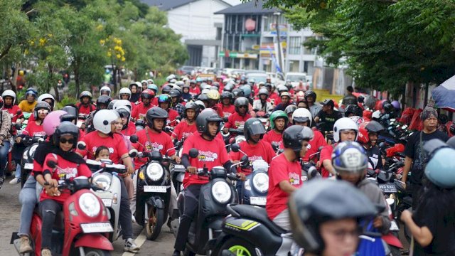 Tips berkendara aman ala Asmo Sulsel saat konvoi. Foto: Istimewa.