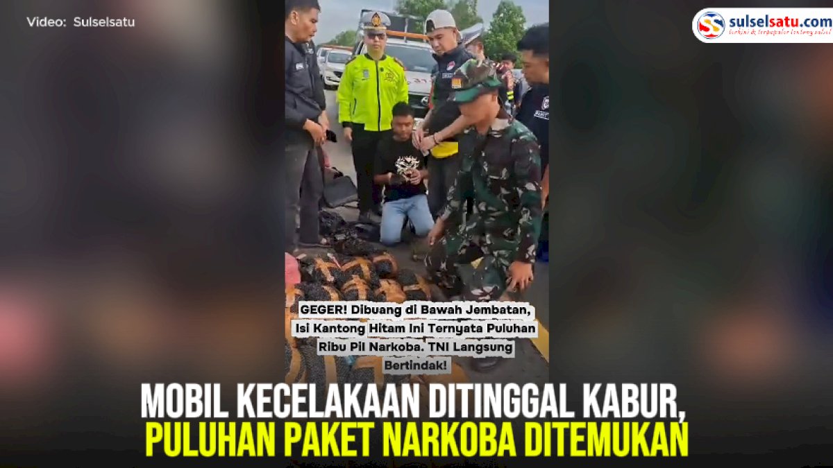 VIDEO: Mobil Kecelakaan Ditinggal Kabur, Puluhan Paket Narkoba Ditemukan