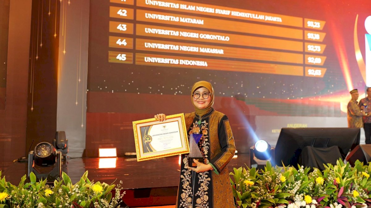 Malam Puncak Anugerah KIP, UNM Pertahankan Predikat Informatif Tiga Tahun Berturut-Turut.