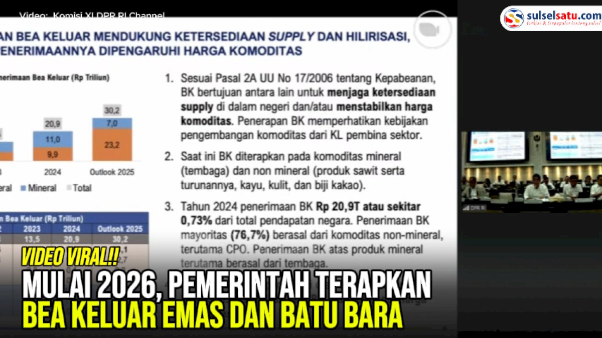 VIDEO: Mulai 2026, Pemerintah Terapkan Bea Keluar Emas dan Batu Bara