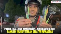 VIDEO: Patroli Pallawa Amankan Pelajar Bawa Busur Panah di Jalan Veteran Selatan Makassar