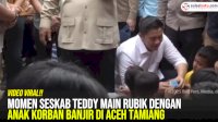 VIDEO: Momen Seskab Teddy Main Rubik dengan Anak Korban Banjir di Aceh Tamiang