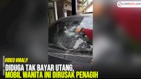 VIDEO: Diduga Tak Bayar Utang, Mobil Wanita Ini Dirusak Penagih