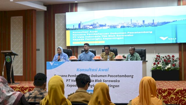 Konsultasi awal PT Vale bersama Pemda menyusun pengelolaan lahan pascatambang. Foto: Istimewa. 