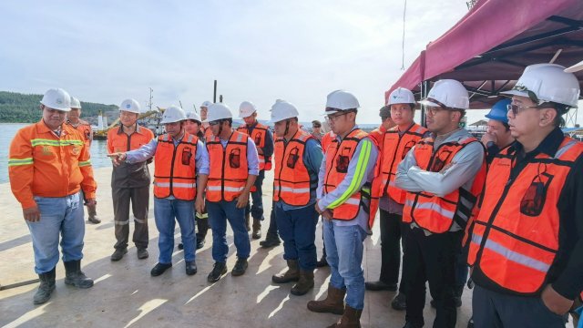 Direktur Strategi Hilirisasi dan Mineral MIND ID Tedy Badrujaman saat kunjungan ke IGP Pomalaa. Foto: Istimewa.