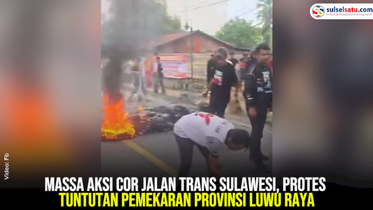 VIDEO: Massa Aksi Cor Jalan Trans Sulawesi, Protes Tuntutan Pemekaran Provinsi Luwu Raya