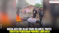 VIDEO: Massa Aksi Cor Jalan Trans Sulawesi, Protes Tuntutan Pemekaran Provinsi Luwu Raya