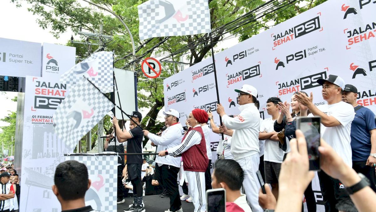 Kaesang, RMS, dan Gandi Lepas Jalan Sehat PSI di Pantai Losari, Ribuan Warga Antusias Ikut