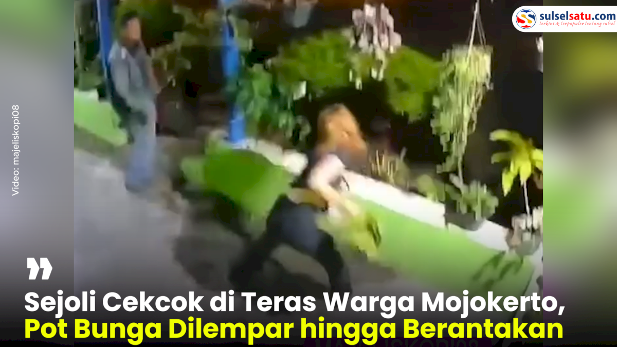 VIDEO: Sejoli Cekcok di Teras Warga Mojokerto, Pot Bunga Dilempar hingga Berantakan