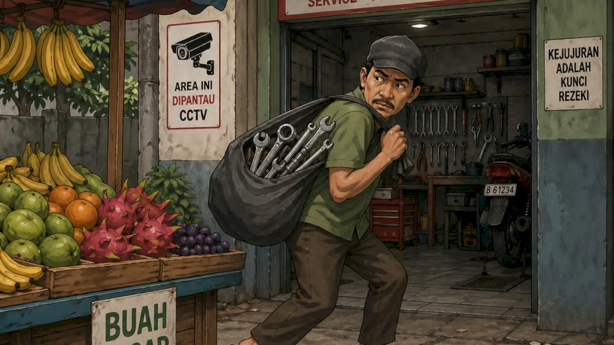 Pedagang Buah Pria di Makassar Bobol-Curi Alat Bengkel Ditangkap Saat Berjualan