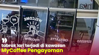 VIDEO: Tabrak Lari di MyCoffee Pengayoman, Mobil Brio Oranye Kabur Usai Menabrak Dinding Kaca