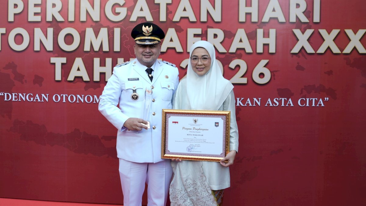 Di Hari Otda 2026, Kota Makassar Sabet Penghargaan Nasional Kinerja Pemerintahan Terbaik