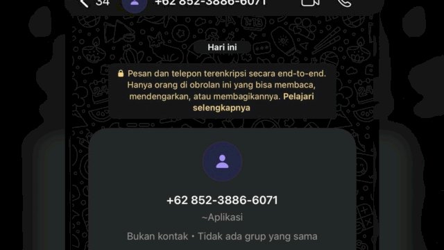 Salah satu nomor pelaku yang digunakan untuk meneror korban. 