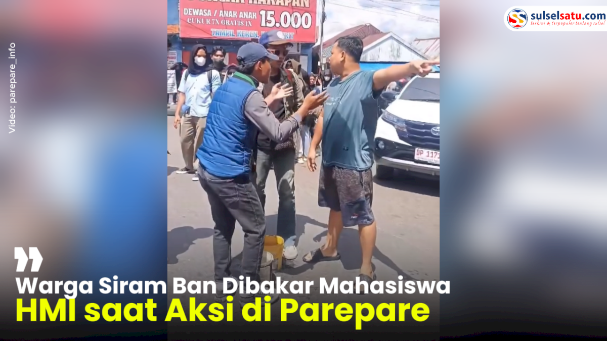VIDEO: Warga Siram Ban Dibakar Mahasiswa HMI saat Aksi di Parepare