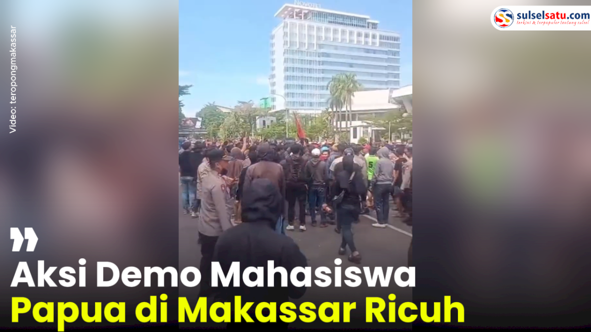 VIDEO: Aksi Demo Mahasiswa Papua di Makassar Ricuh
