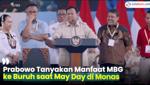 VIDEO: Prabowo Tanyakan Manfaat MBG ke Buruh saat May Day di Monas