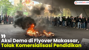 VIDEO: Aksi Demo di Flyover Makassar, Tolak Komersialisasi Pendidikan
