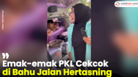 VIDEO: Viral, Emak-emak PKL Cekcok di Bahu Jalan Hertasning