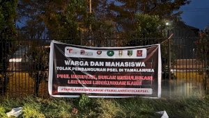 Warga dan Mahasiswa Pasang Baliho Penolakan PSEL di Tamalanrea, Pertanyakan Izin Amdal