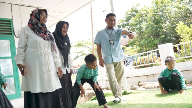 PLN UIP Sulawesi bangun Lapangan Bocce di SLB Negeri 1 Sidrap. Foto: Istimewa.