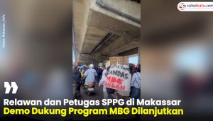 VIDEO: Relawan dan Petugas SPPG di Makassar Demo Dukung Program MBG Dilanjutkan