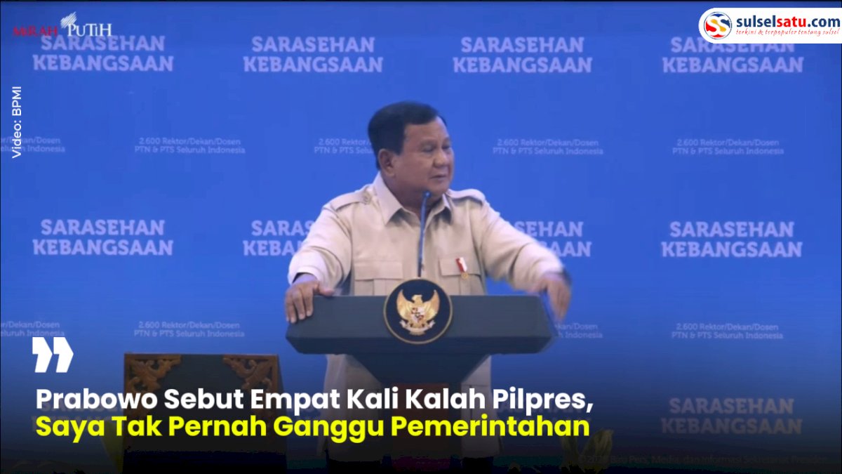 VIDEO: Prabowo Sebut Empat Kali Kalah Pilpres, Saya Tak Pernah Ganggu Pemerintahan